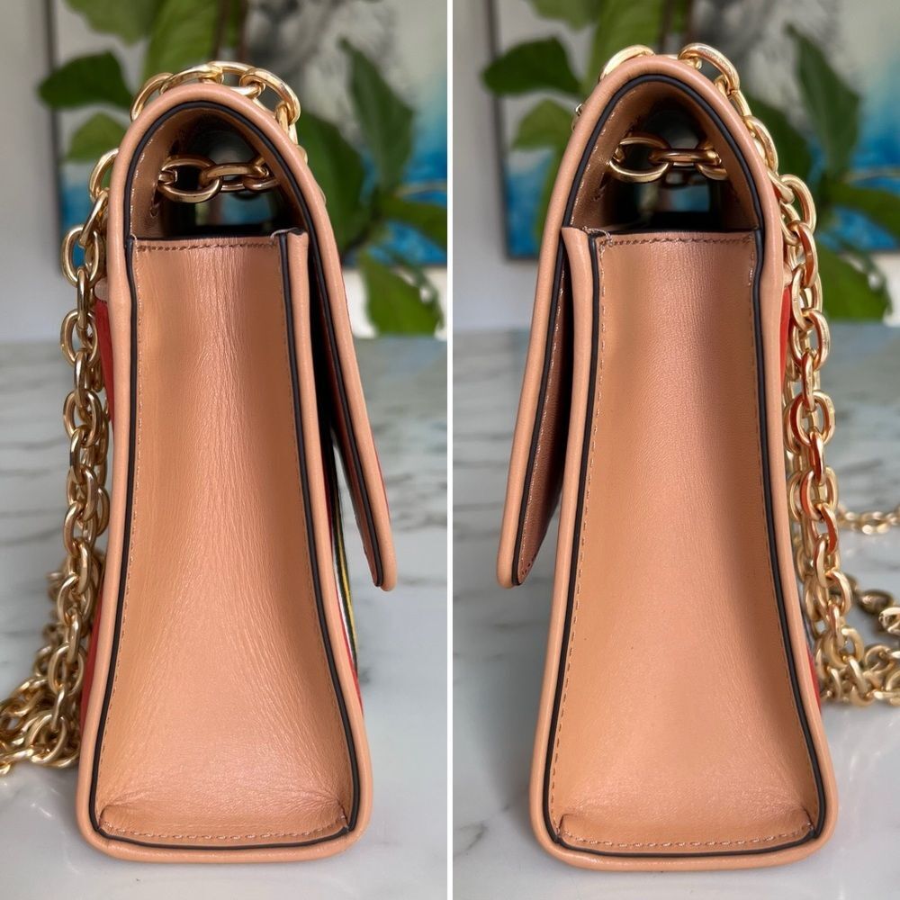 Tory Burch Fleming Convertible Shoulder Crossbody Bag Balloon Stripe Leather - Picture 6 of 16